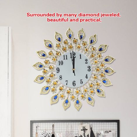 Horloge Murale Diamant en Fer Forgé Style Européen avec Motif Fleur (1/5)