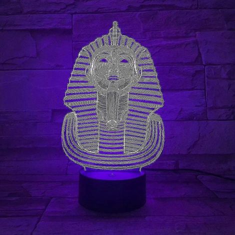 Lampe de table LED 3D à motif pharaon égyptien changeant (1/2)