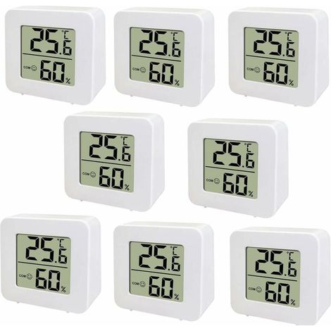 ZVD Mini thermomètre LCD , Thermomètre numérique intérieur Hygromètre d'intérieur, compteur de température et d'humidité, hygromètre numérique pour crèche, salon, bureau, paquet de 8 (1/3)