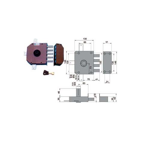 SERRATURA QUINTUPLICE DA APPLICARE SENZA SCROCCO A POMPA 30640  mm.60 DX cilindro ø mm.30 (30640VD60JE)    MOTTURA
