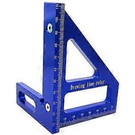Winkelmesser aus Aluminiumlegierung, 45/90°-Winkel, 3D-T-Lineal, Messwerkzeug für die Holzbearbeitung, blau (1/5)