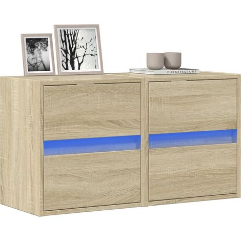 TV-Wandschränke mit LED-Beleuchtung 2 Stk. Sonoma 41x31x45 cm