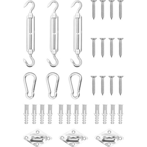 Jeu d'accessoires de voile d'ombrage 9 pcs Acier inoxydable