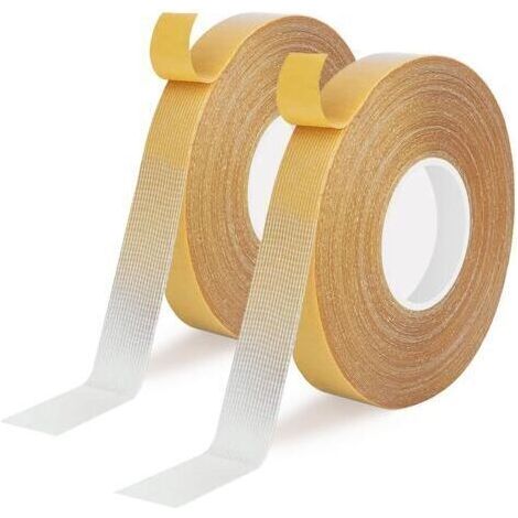 2 Rolls Ruban Adhésif Double Face Robuste, 15mm x 20m Double Face Extra Fort Transparent Ruban Adhésif Puissant Ruban Multifonctionnel Sans Traces Pour les Tapis, les Sols, les Murs (2 Rolls)