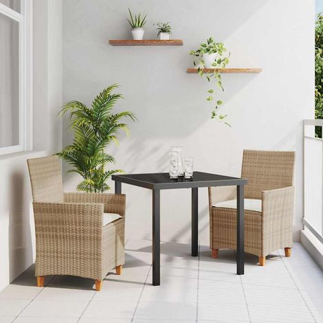 Ensemble de salle à manger pour jardin 3 pcs-Salon de jardin Beige polyrotin 798350 (1/5)