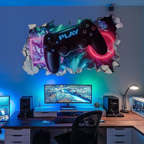Stickers muraux 3D pour gamers, affiches de gamers, stickers muraux pour chambre de garçon, stickers muraux pour salon moderne, chambre de garçon (1/5)