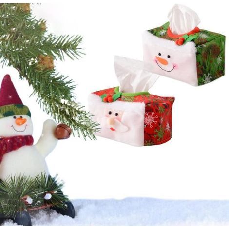 Boîte à mouchoir de Noël,boîte à mouchoir père Noël,décoration de table de fête à maison,pour bureau,chambre d'hôtel,voiture,salon (1/4)