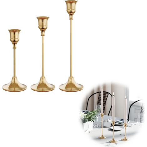 Ensemble de 3 Chandelier Bougeoir, Chandelier de Mariage, Chandelier en Métal, Coniques Bougeoir Decoratif pour Fêtes Mariages Dîners Anniversaire (1/5)