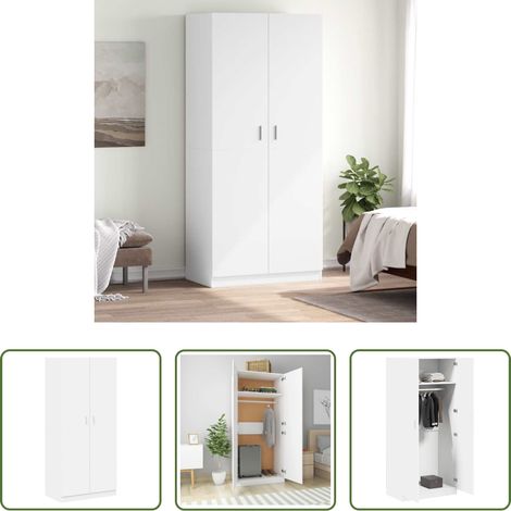 Kleiderschrank Weiß - Kleiderschrank Weiß 90x52x200 cm Holzwerkstoff (1/5)