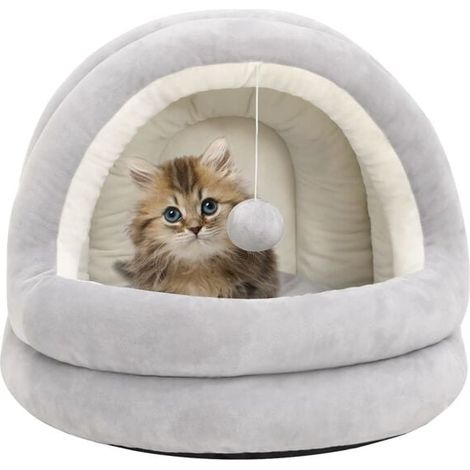 Panier pour chat 40x40x35 cm, gris et beige