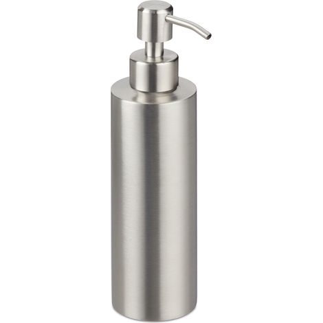 4 x Seifenspender, nachfüllbar, Bad, WC, Küche, Pump Flüssigseifenspender, gebürsteter Edelstahl, 300 ml, silber