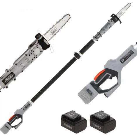 POTATORE MOTOSEGA 8" A BATTERIA ASTA TELESCOPICA 2,5-3,5m 2 BATTERIE 21,6V 4Ah VOLPI