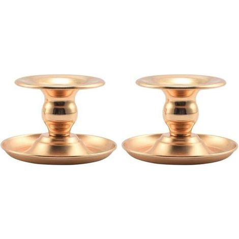Set di 2 candelieri in metallo dorato, portacandele alla moda per matrimoni, lampadario squisito, decorazione da tavolo per feste in casa e Natale. (1/4)