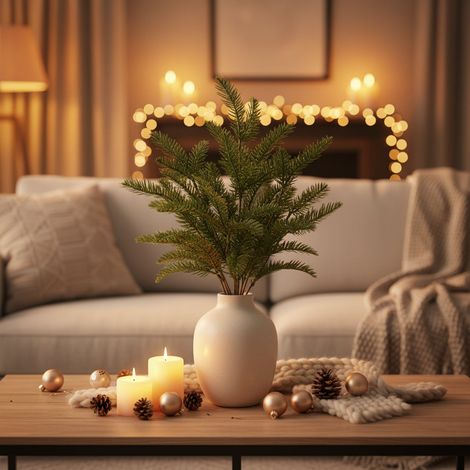 Cespuglio decorativo di pino con pigne per decorazioni ambienti (1/3)