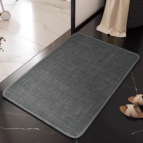 HSS-Tapis de sol antidérapant en lin, tapis de bain absorbant, tapis en lin épais, tapis de porte de toilettes - 50 x 80 cm