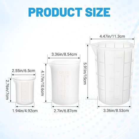 Verre Doseur Silicone, Tasses à Mesurer Silicone, Mesurer Gradué pour Résine, Réutilisable Measuring Cups pour Moule Resine Epoxy, Bricolage Main, Laboratoire, Cuisine (1/4)