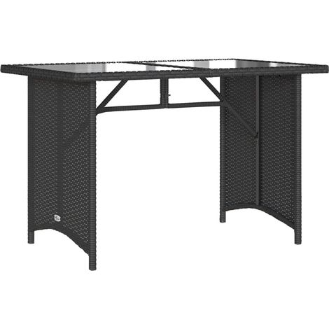 vidaXL Gartentisch mit Glasplatte Schwarz 110x68x70 cm Poly Rattan (1/6)