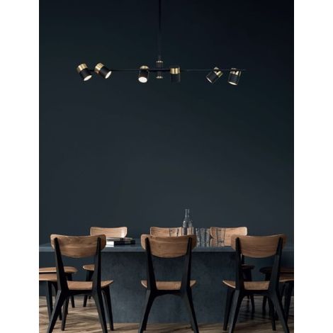Suspension métal Maxlight PUMA noire/or 6 spots GU10