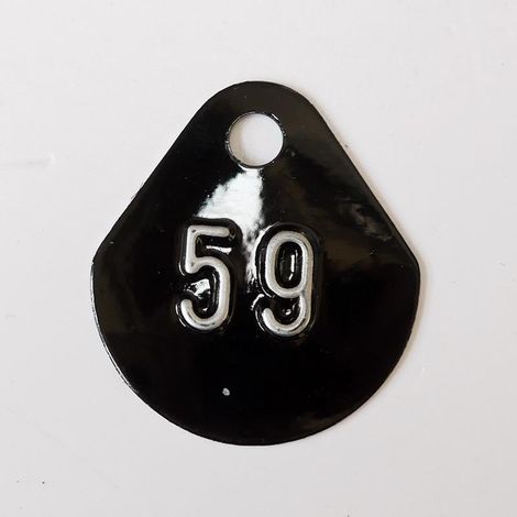 Chiffre goutte d'eau fond noir (à l'unité) estampé "59" en relief blanc hauteur d'écriture 11mm DERANCOURT