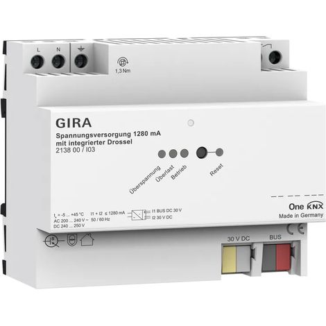 Gira Alim.tensión 1280 mA Bobina OneKNX REG [213800], 2138 00