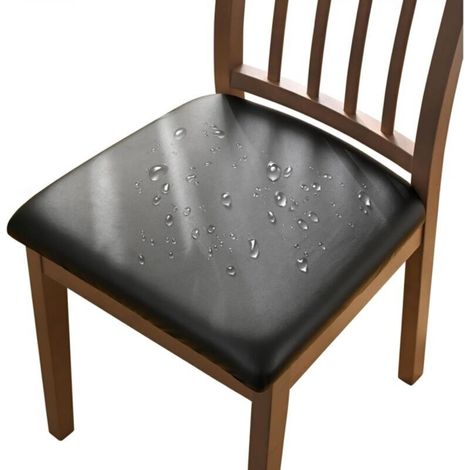 Set of 4 black chair covers, 36-48 cm, removable waterproof faux leather chair covers with buckles, suitable for dining chairs (1/5)