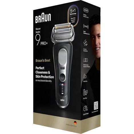 Rasoir électrique homme à grille – Braun Series 9 Pro+ 9600s – Technologie Lithium-Ion – Tondeuse intégrée – Noir