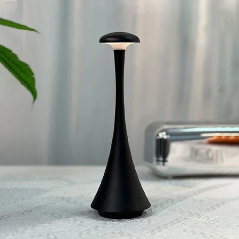 Cordless Dimmable LED Table Lamp, Rechargeable Aluminum Table Lamp TYPE C 3 Color Temperatures, Black (1/5)