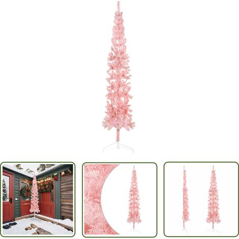 Décoration de fête - vidaXL Demi sapin de Noël artificiel mince avec support Rose 240 cm - Sapin de Noël demi-rond (1/5)