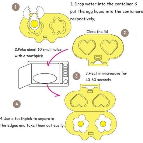 Cocedor de huevos - Apto para microondas - Amarillo - Material PP - Cocción rápida - Fácil de usar (1/5)