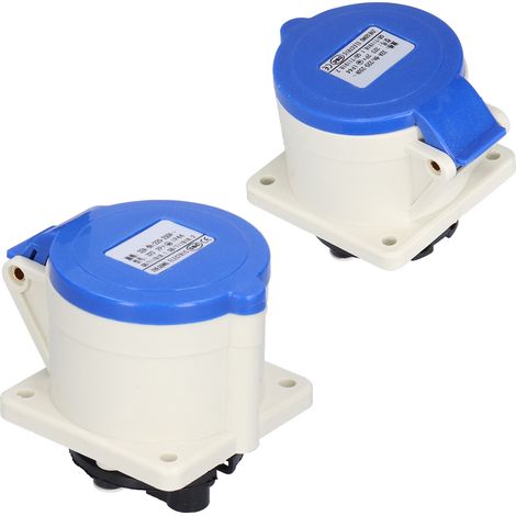 Lot de 2 prises de courant 3 broches, connecteur droit encastré biphasé industriel, 220-250 V 32 A 2P+T IP44 (1/5)