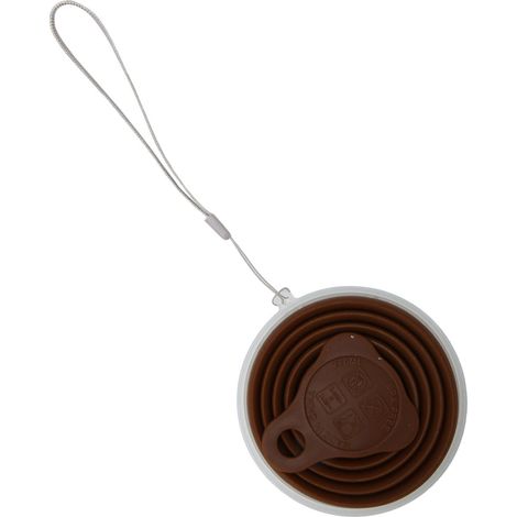 Gobelet pliable en silicone avec couvercle, réutilisable, tasse de voyage de qualité alimentaire, portable pour les boissons en extérieur, marron. (1/5)