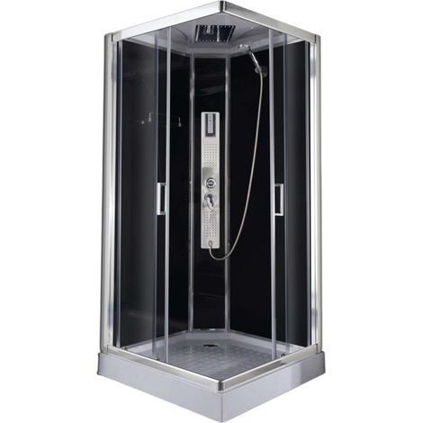 Sanotechnik Komplettduschkabine TREND 2 Glaspaneel schwarz 215cm x 90 cm (1/5)