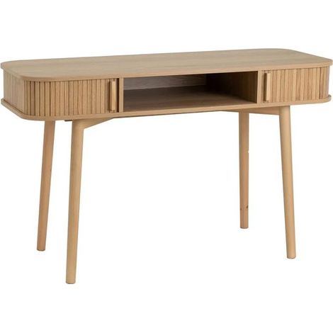 Bureau - JUANIO - 120x50x75 cm - Bois MDF - Naturel - Étagère & 2 tiroirs