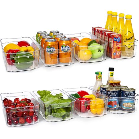 Organizadores para refrigerador - Contenedores de plástico transparente para refrigerador, congelador, armario de cocina, organización de despensa, organizador de refrigerador sin BPA