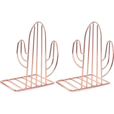 2 Pcs Serre-Livres en Métal, Presse-Livres en Forme de Cactus Décoratif Titulaire pour Rangement Livres Magazines de Bureau Maison Bibliothèque École