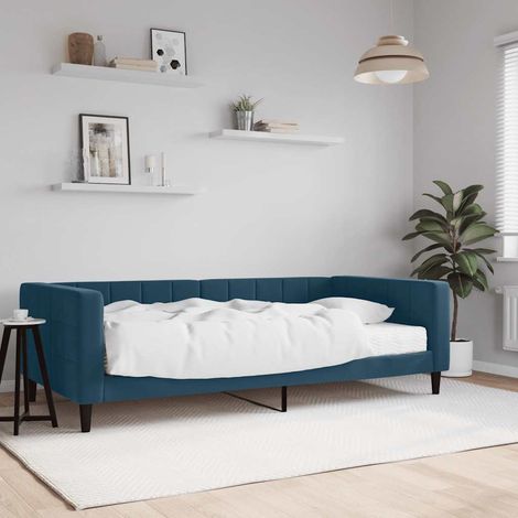 Tagesbett mit Matratze Blau 100x200 cm Samt