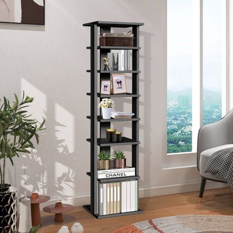 Etagere a chaussures en bois a 8 niveaux organisateur de chaussures vertical 275x265x110cm noir