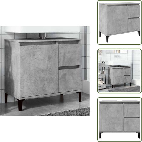 vidaXL Waschbeckenunterschrank Betongrau 65x33x60 cm Holzwerkstoff
