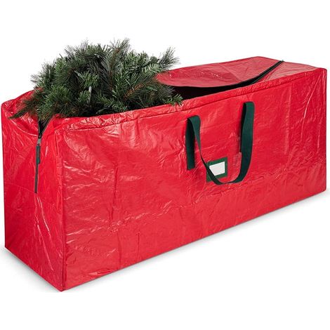 Sac de rangement pour sapin de Noël en plastique - Grande boîte de rangement pour sapin de Noël en tissu imperméable et résistant, avec poignées et double fermeture éclair (1/5)