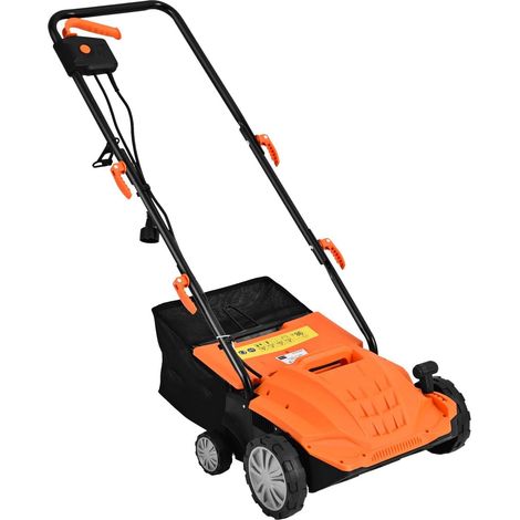 COSTWAY Scarificatore 2 In-1 per Prato, Arieggiatore Elettrico con Sacco Raccoglitore da 30L, Larghezza 32cm, con 3 Posizioni Regolabili, Scarificatore 1500W per Giardino Cortile (32 cm, Arancione) (1/5)