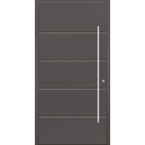 Porte d'entrée en aluminium PASSIVE ALU F1 90 cm anthracite - Poussant: Droit
