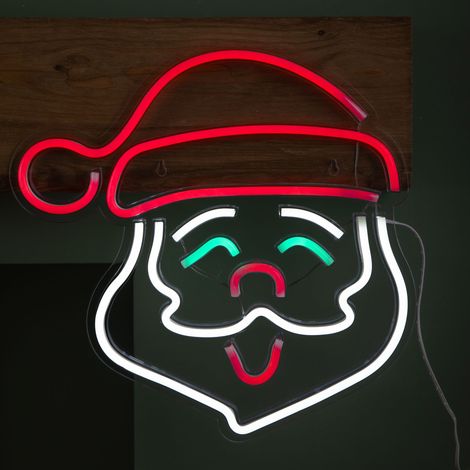 35cm USB Powered Light up Christmas Santa Multi-Coloured Neon Sign (1/2)