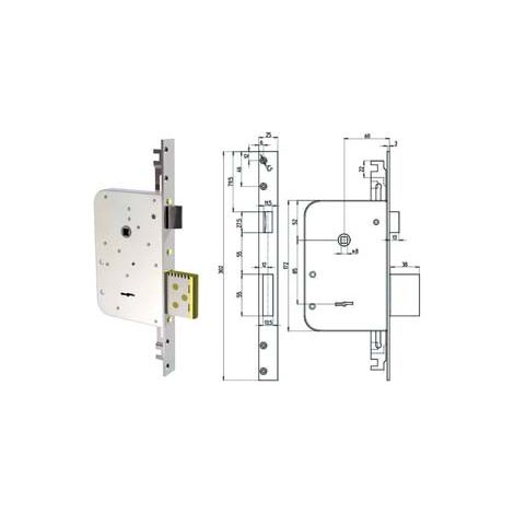 SERRATURA TRIPLICE INFILARE DOPPIA MAPPA CON SCROCCO REVERSIBILE 8000  chiave mm.72 (800001)    CR
