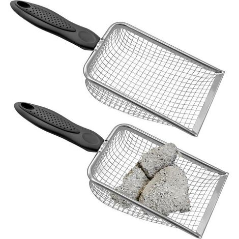 Lot de 2 tamis de jardin en métal avec poignée antidérapante - Passoire à sable en acier inoxydable de 3,8 mm et 5 mm - Pour (1/5)