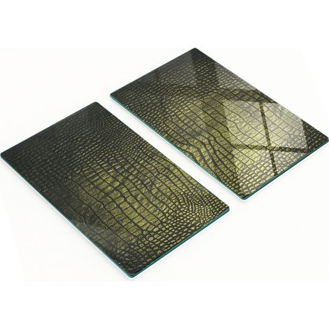 Tablas de cortar de cristal para cocina con estampado de piel de cocodrilo, 2 x 30 x 52 cm.