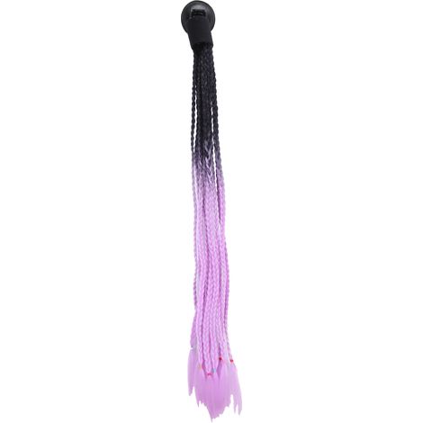Casque de moto à gradient de couleur avec attaches punk et ventouses, tresses pigtails noir violet clair (1/5)