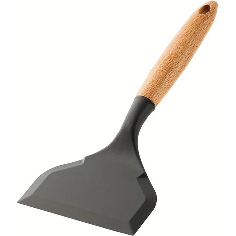 (Gris foncé, 3 pièces) Spatule en silicone de style japonais pour tamagoyaki avec manche en bois, spatule large antiadhésive et polyvalente.