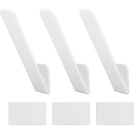 Lot de 3 crochets pour casquettes de baseball, en acrylique transparent, en forme de V, adhésifs, pouvant contenir 10 casquettes. Crochets muraux blancs. (1/5)