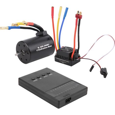 Carte de programmation pour moteur brushless 3650 3900KV, contrôleur de vitesse électronique (ESC) 60A avec BEC étanche pour voiture RC 1/10 (1/5)