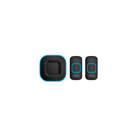 Timbre inalámbrico, kit de timbre inalámbrico resistente al agua, alcance de 305 metros, 38 melodías, 4 niveles de volumen con luz LED intermitente, 2 botones pulsadores, 1 receptor, color negro - Cre